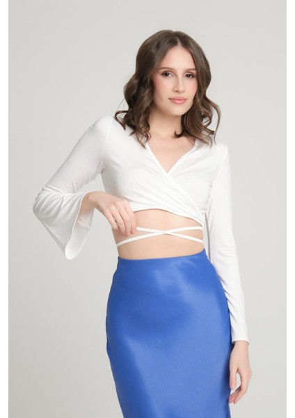 Kruvaze Kol Volanlı Bluz fiyatları