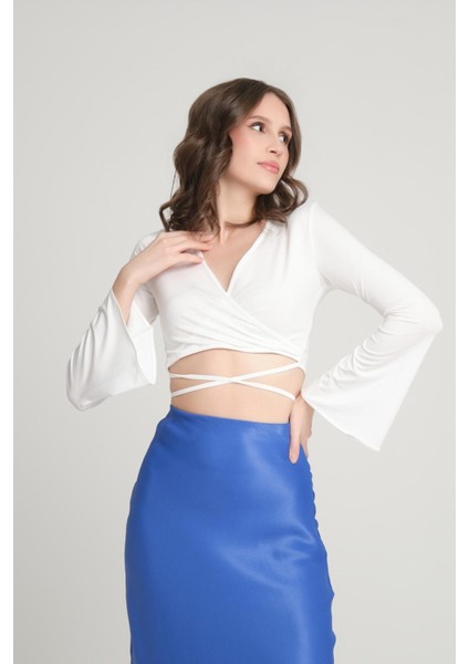 Kruvaze Kol Volanlı Bluz modelleri