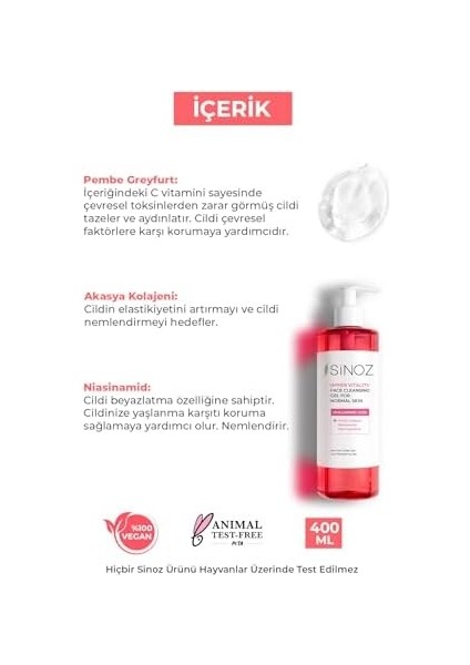 Sinoz Normal Ciltler Için Yüz Temizleme Jeli 400ML modelleri