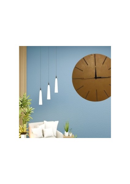 Ahşap Minimal Dekoratif Duvar Saati - 33X33 cm Açık Kahverengi