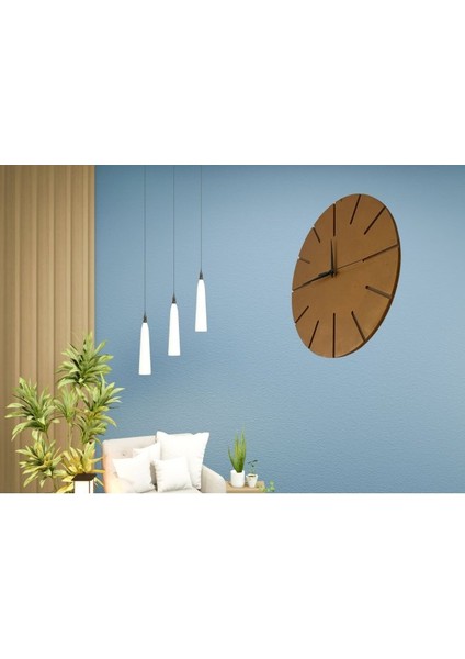 Ahşap Minimal Dekoratif Duvar Saati - 33X33 cm Açık Kahverengi modelleri