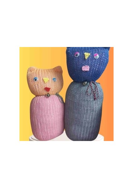 Tıkırık Örgü Yastık Uyku ve Oyun Arkadaşı Şeker&cingöz - 35 Cm-45 cm
