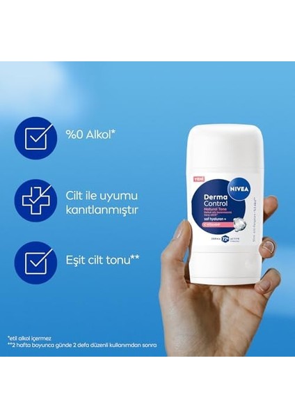 Nıvea Kadın Stick Deodorant Derma Control Natural Tone 50 Ml, Koltuk Altı Kararmasına Karşı Etkili, Eşit Cilt Tonu, 72 Saat Anti Perspirant Koruma, C Vitamini, Hyaluronik Asit, Alkol Içermez