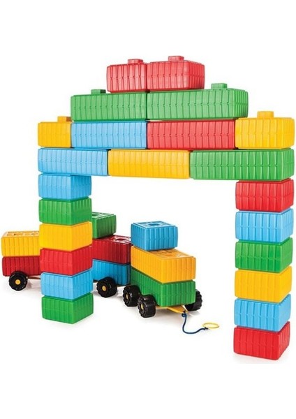 PİLSAN 43 Parça Premium Eğitici ve Eğlenceli Tuğla Blok Araba Seti Anaokulu