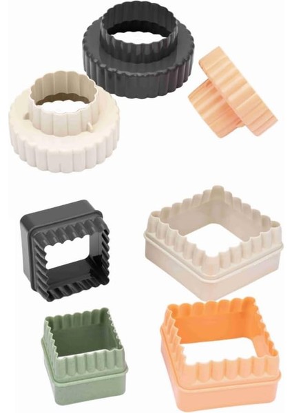 7 Parça Kare ve Yuvarlak Kurabiye Kalıbı Seti Şekilli Hamur Kesici (1)