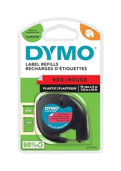 S0721630, Letratag Plastik Şerit (12 mm x 4 Mt), Kırmızı (59424) fiyatları