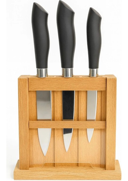 Premium Standlı Seri Bıçak Seti Siyah