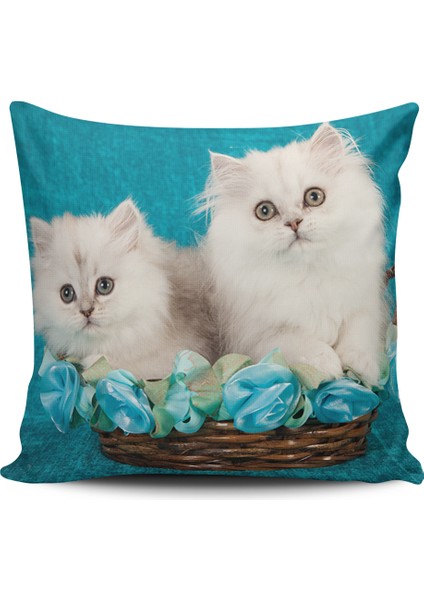 2 Li Kombin Sevimli Kedi Dijital Baskılı Kırlent Kılıfı fiyatları