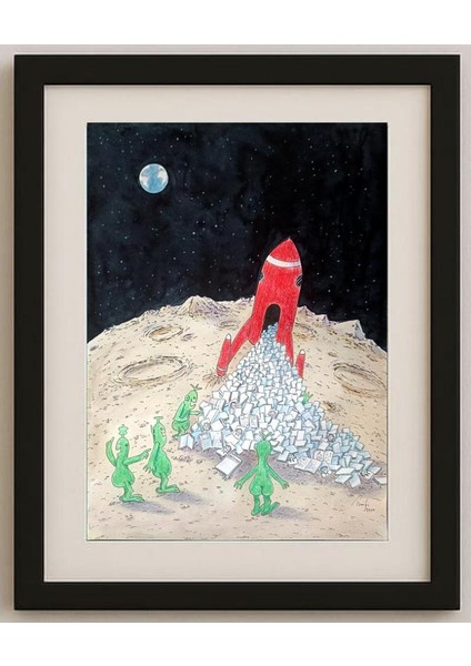 Bossens Philippe 43X30CM Orijinal Karikatür Tablo