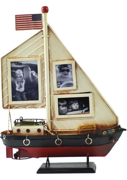 Dekoratif Resim Çerçeveli Metal Yelkenli Gemi 35CM fiyatları