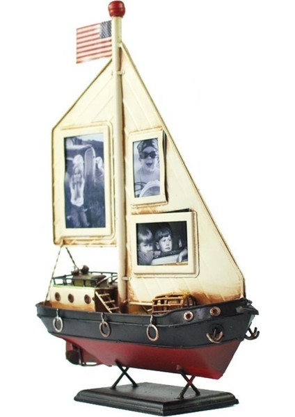 Dekoratif Resim Çerçeveli Metal Yelkenli Gemi 35CM modelleri