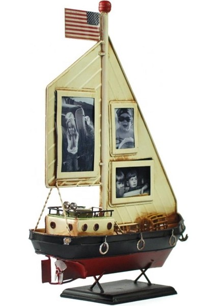 Dekoratif Resim Çerçeveli Metal Yelkenli Gemi 35CM fırsatları