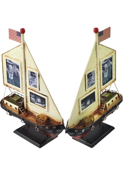 Dekoratif Resim Çerçeveli Metal Yelkenli Gemi 35CM indirimleri