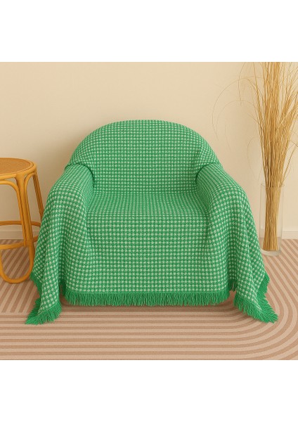 Pamuklu Dokulu Ekru Koltuk Şalı 170X220 cm – Saçaklı Tv Battaniyesi & Dekoratif Koltuk Örtüsü