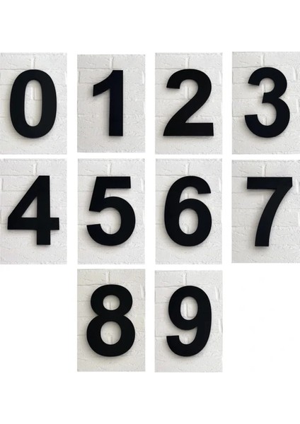 Yapışkanlı 0-9 Arası Siyah Pleksi Numara Takımı (10CM Yükseklik)