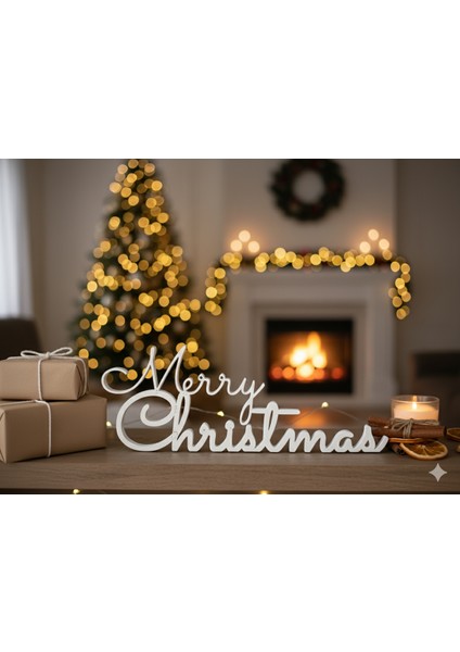 Yılbaşı Dekorasyonu – Merry Christmas Yazılı Şık Ev Süsü