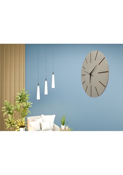 Ahşap Minimal Dekoratif Duvar Saati - 33X33 cm Krem fiyatları