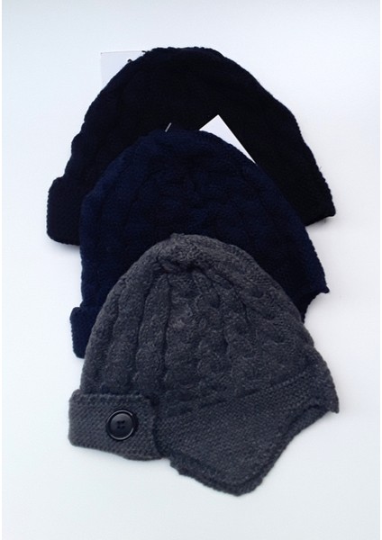 Erkek Cocuk Beresi,3 Lü Paket Bere,siyah,gri,lacivert,3/6 Yaş Bere,