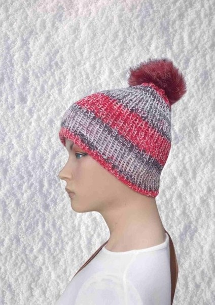 El Örgüsü Doğal Yün ve Akrilik Karışımlı Sıcacık Kış Beresi Açık Pembe Karışımlı Renk fiyatları