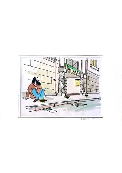 Frantisek Kratochvil 29X21CM Orijinal Karikatür Tablo modelleri