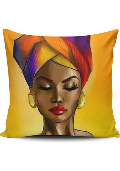 2 Li Kombin Afrika Kızları Dijital Baskılı Kırlent Kılıfı modelleri