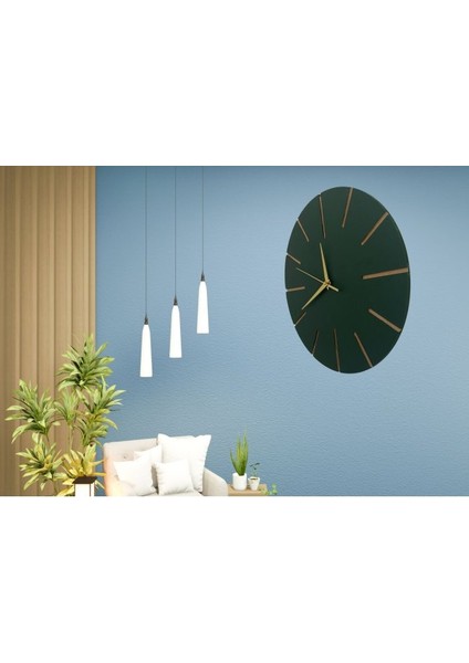 Ahşap Minimal Dekoratif Duvar Saati - 33X33 cm Petrol Yeşili fiyatları