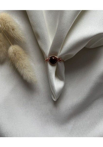 Kaplangözü Taşı Ayarlanabilir Bakır Renk Tel Yüzük El Yapımı