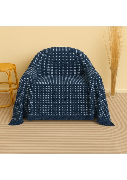 Pamuklu Dokulu Ekru Koltuk Şalı 170X220 cm – Saçaklı Tv Battaniyesi & Dekoratif Koltuk Örtüsü