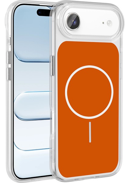 iPhone 17 Air Kılıf M-Safe Şarj Özellikli Metal Buton Tasarımlı Zore Ikonik Sert Silikon Kapak - Tur