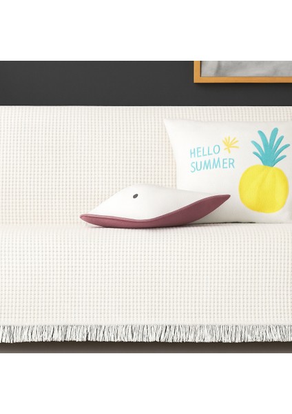 Pamuklu Dokulu Ekru Koltuk Şalı 170X220 cm – Saçaklı Tv Battaniyesi & Dekoratif Koltuk Örtüsü fiyatları