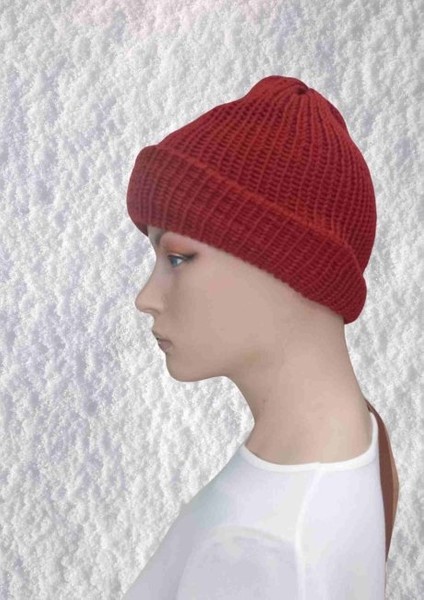 El Örgüsü Doğal Yün ve Akrilik Karışımlı Sıcacık Kış Beresi Kırmızı Renk fiyatları