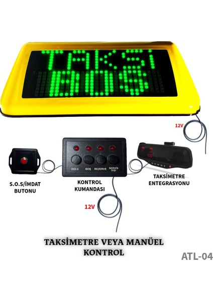 Atl-04 Yeni Nesil Akıllı Taksi Tepe Levhası (Tepe Lambası) Çift Taraf modelleri
