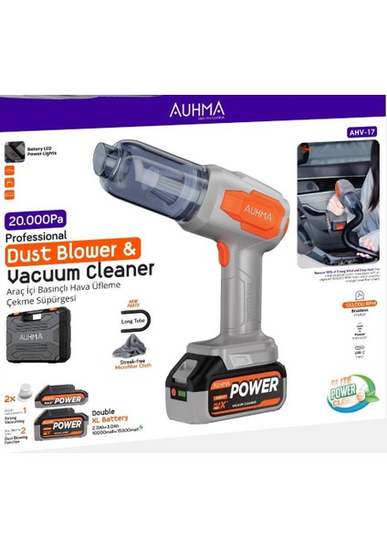 20.000PA Güçlü Vakumlu Araç Içi Üflemeli Süpürge 120W Güç -10.000MAH+15.000MAH Pil fiyatları