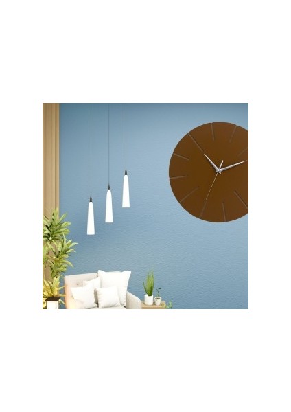 Ahşap Minimal Dekoratif Duvar Saati - 33X33 cm Kahverengi