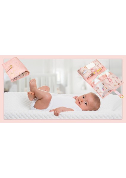 Bebek Alt Açma Çantası - Portatif Katlanabilir Çok Bölmeli Bakım Çantası (Pembe) indirimleri