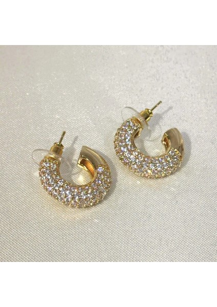 Vıp Halka Zirkon Gold Küpe modelleri