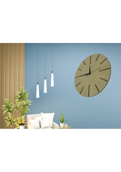 Ahşap Minimal Dekoratif Duvar Saati - 33X33 cm Bej modelleri
