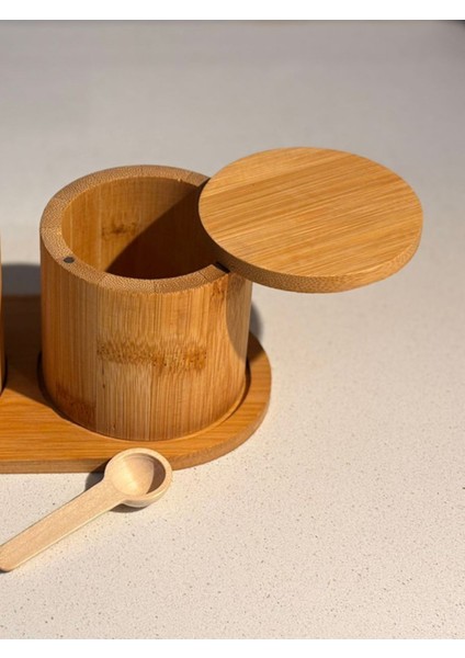 2'li Modern Standlı Bambu Baharatlık 250 ml Kaşıklı fırsatları