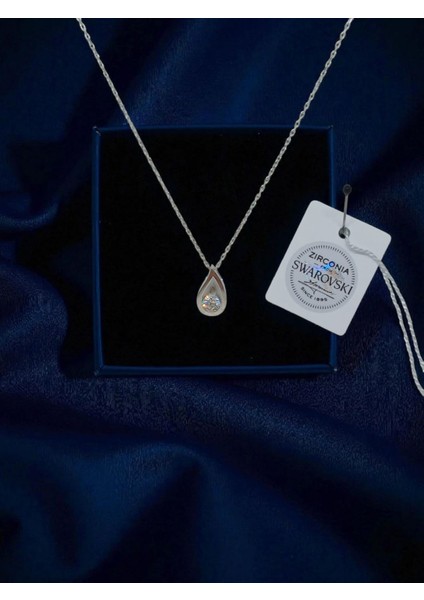 925 Ayar Gümüş Orijinal Swarovski Taşlı Damla Kolye fiyatları