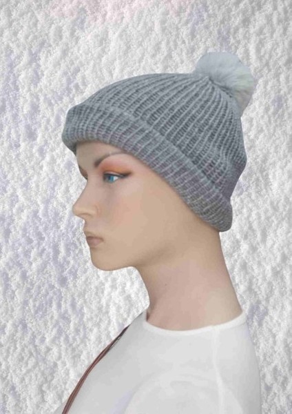 El Örgüsü Doğal Yün ve Akrilik Karışımlı Sıcacık Kış Beresi Gri Renk fiyatları