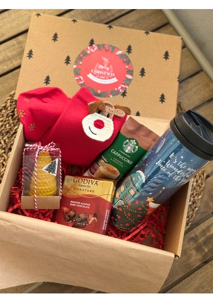 Candle Bee Design Özel Tasarım Yılbaşı Hediye Kutusu - Termos, Çikolata, Yılbaşı Çorabı, Kahve, Mum fiyatları