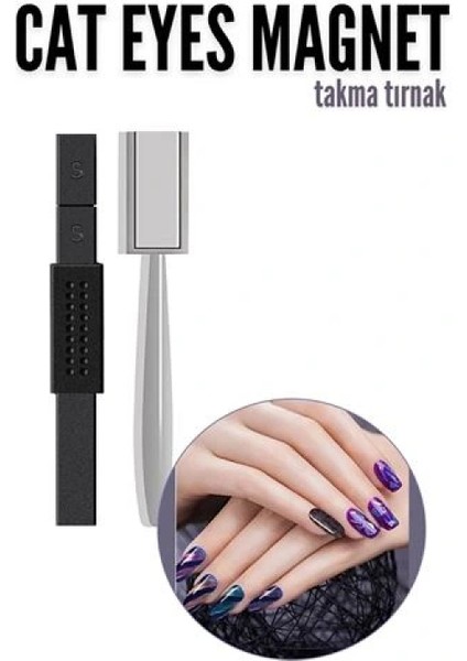Cat Eyes Tırnak Mıknatısı – 3D Efektli Manyetik Takma Tırnak Sanatı Için Profesyonel Set fiyatları
