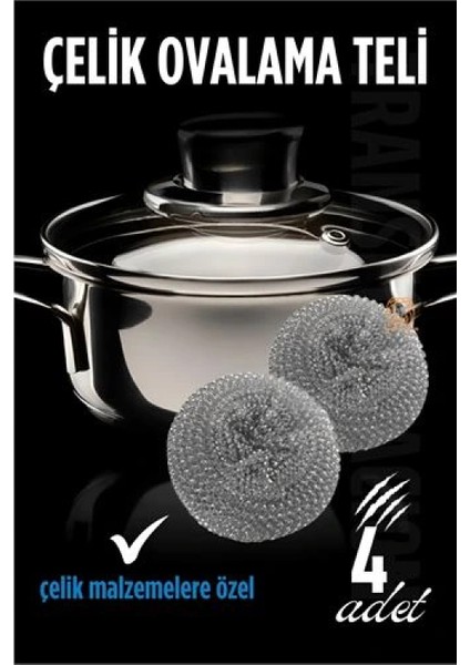 Çelik Bulaşık Ovalama Teli 4 Adet fiyatları