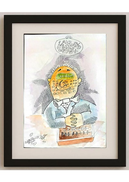 Seyyeh Hassan Hejazi 29X21CM Orijinal Karikatür Tablo