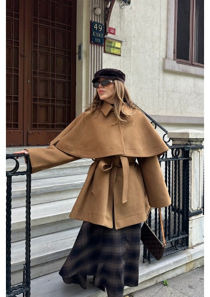 Camel Livia Pelerin Detaylı Kaşe Kaban fırsatları