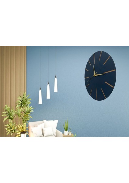 Ahşap Minimal Dekoratif Duvar Saati - 33X33 cm Lacivert fiyatları