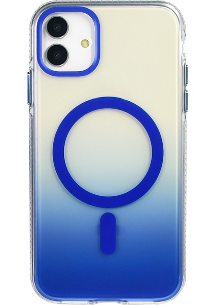 iPhone 11 Kılıf M-Safe Şarj Özellikli Transparan Renk Geçişli Zore Toros Kapak - Gri