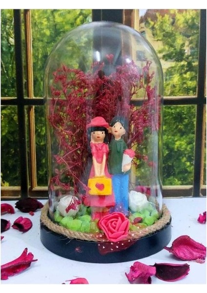 Fanus Teraryum Sevgiliye Hediye Mutlu Sevgililer Temalı Kuru Çiçekli fiyatları