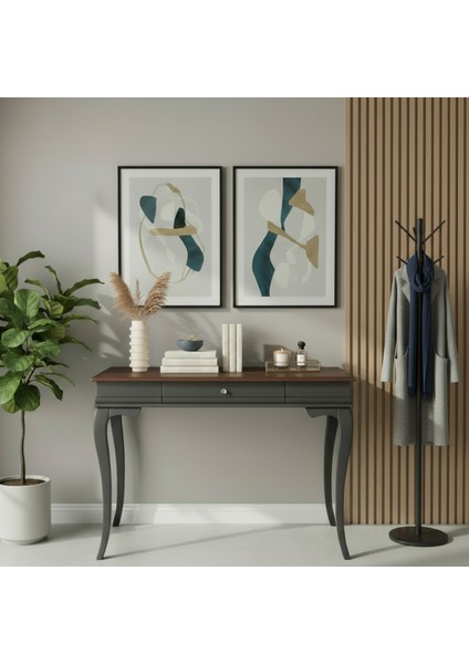 110 cm Masif Rustik Antrasit Ceviz Dresuar