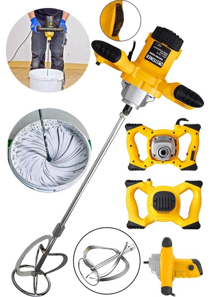 Alman Gt-Sarı 3000 Bakır Sargı 6 Kademe Devir Ayarlı Elektrikli Alçı Boya ve Harç Karıştırıc